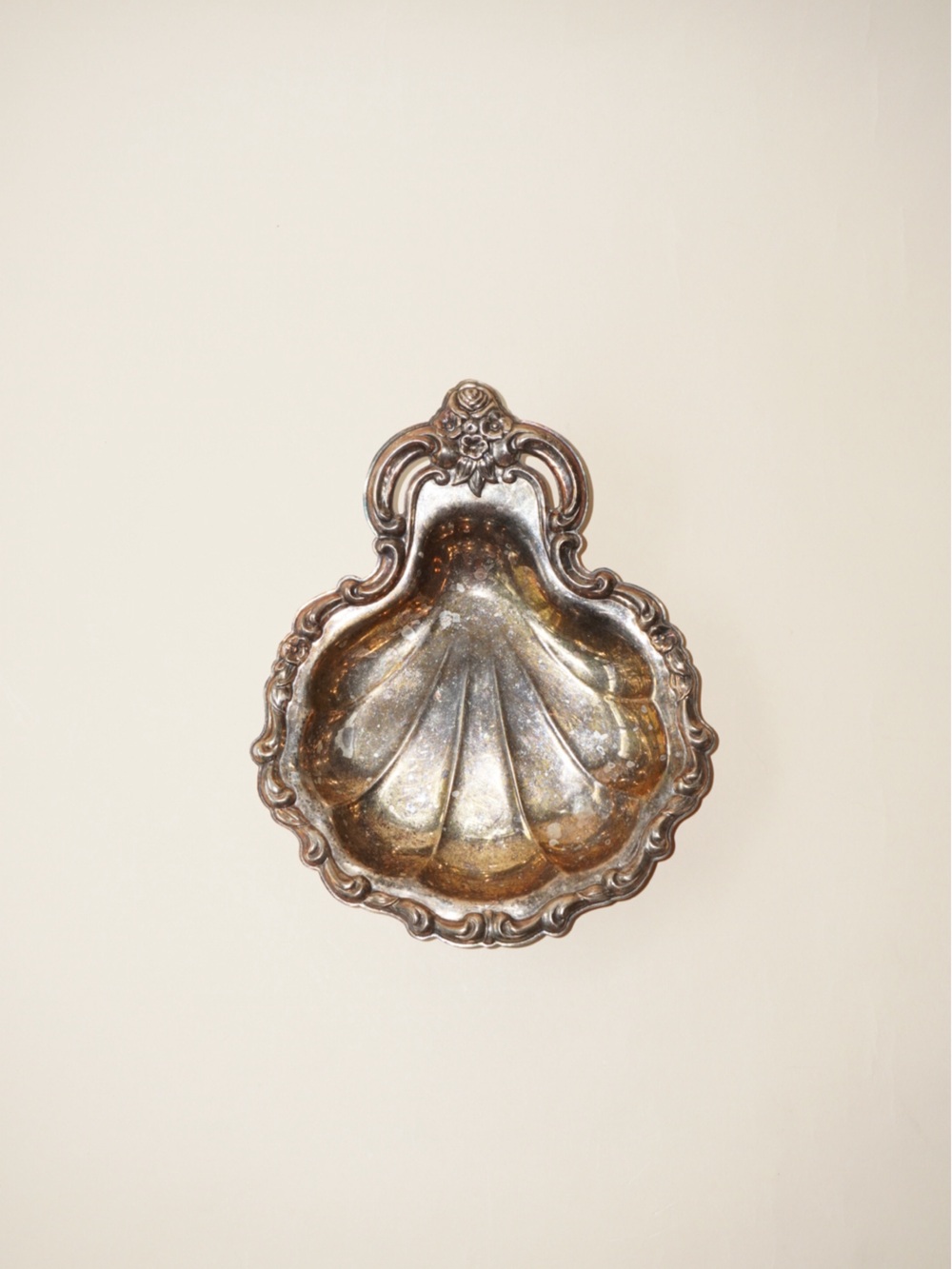 Vintage International Silver Shell Ornate Trinket Plate (Unpolished)